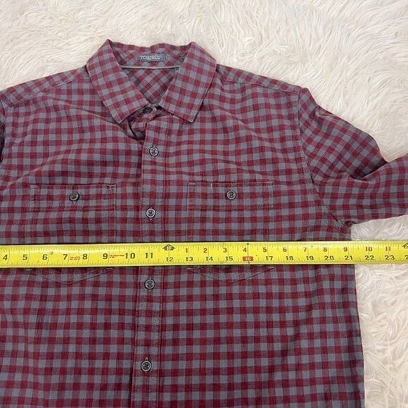 Mens TOAD & CO. Cotton Shirt Button-Down Size Small Red & Gray Plaid - Picture 6 of 12